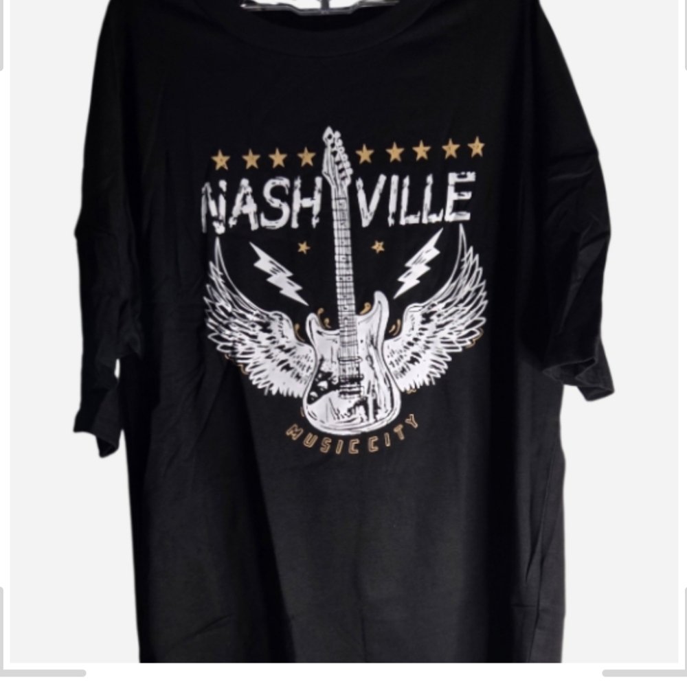 Nashville Music City  Womens Black Graphic Tee Size S